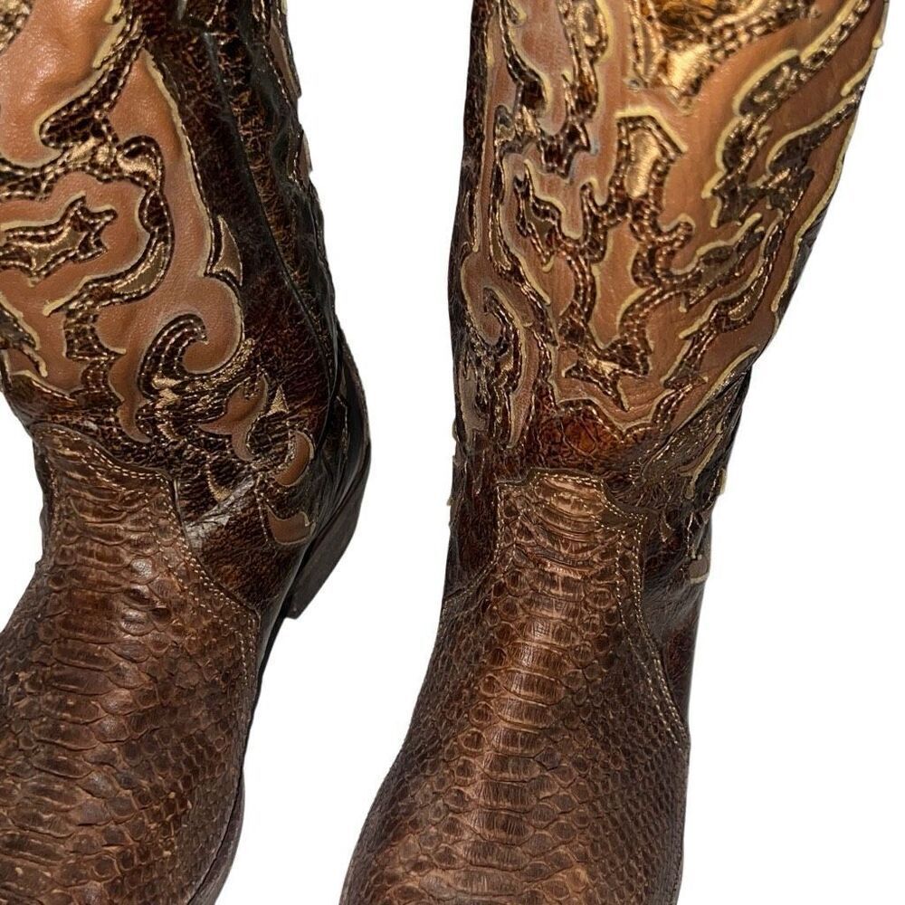 Corral Vintage Genuine Python Embroidered Leather… - image 8